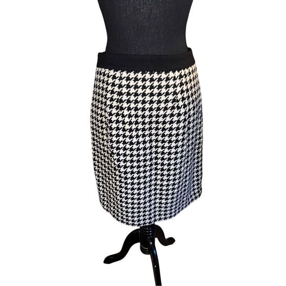 Ann Taylor woman’s 4 petite black white houndstooth a- line career skirt new - Picture 3 of 7